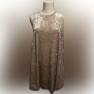 Audrey 3+1 Velvet Dress in Cream and Tan